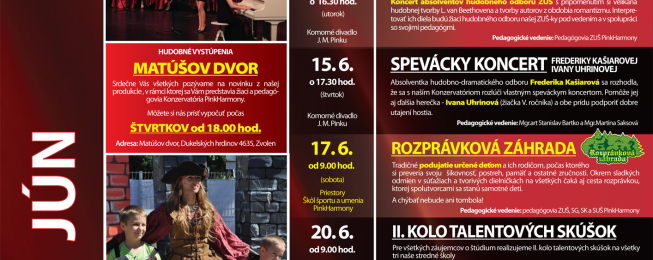 Program koncertov, predstavení a podujatí na jún 2017
