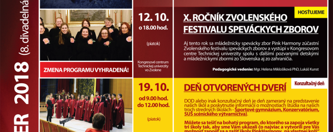 Program podujatí a koncertov na október 2018