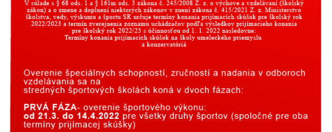 Dôležité termíny SŠ