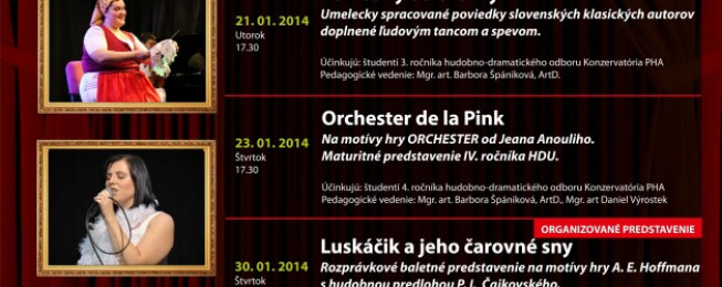 Program Divadla Jána Mieroslava Pinku na január 2013